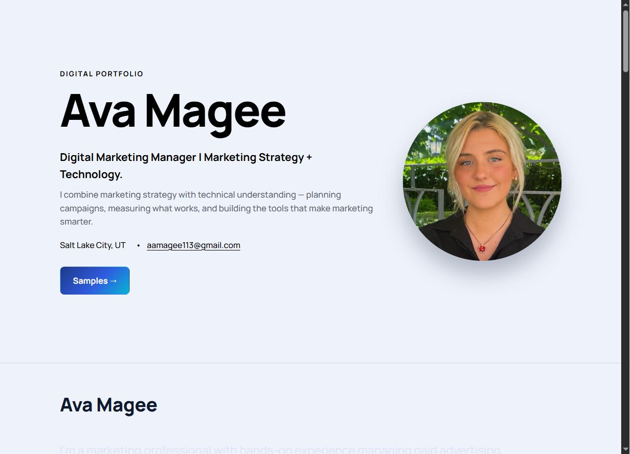 This digital portfolio site